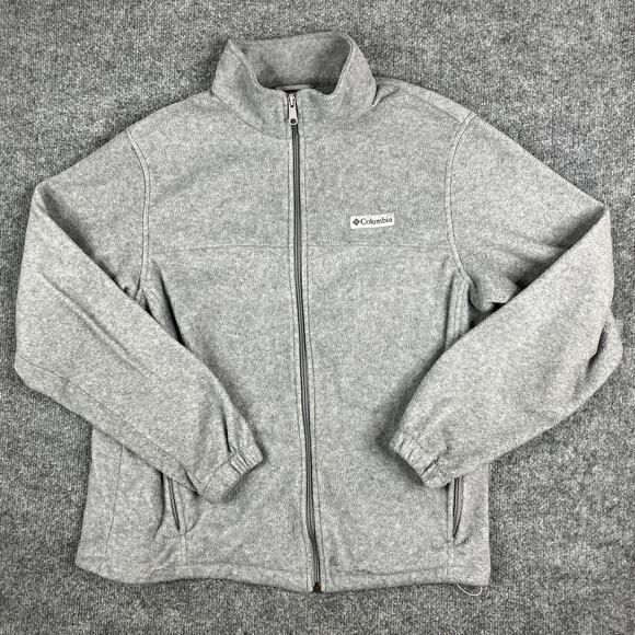 Columbia Fleece Jacket Mens Size L Gray Full Zip Outdoor Soft Warm Casual - Picture 1 of 7